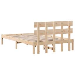 Berkfield Home Bed Frame with Headboard 140x190 cm Solid Wood Pine in Light Tan - thumbnail 7