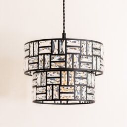 ValueLights Elise Acrylic Jewel Two Tier Easy Fit Lamp Shade in Black - thumbnail 3
