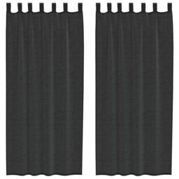 Berkfield Home Voile Curtains with Tab Top 2 pcs Black - thumbnail 2