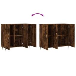 Berkfield Home Sideboard Smoked Oak 90x34x80 cm Engineered Wood in Brown - Size: 90 x 34 x 80 cm - thumbnail 9