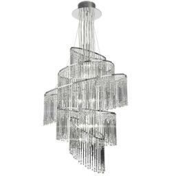 Loops Ceiling Chandelier Pendant Light GLASS & CHROME 24x Bulb Feature Lamp Holder in Clear - thumbnail 1