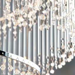 Loops Ceiling Chandelier Pendant Light GLASS & CHROME 24x Bulb Feature Lamp Holder in Clear - thumbnail 5