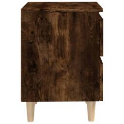 Berkfield Home Bed Cabinets with Solid Wood Legs 2 pcs Smoked Oak 40x35x50 cm in Brown - Size: 40 x 35 x 50 cm - thumbnail 7