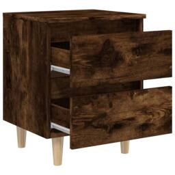 Berkfield Home Bed Cabinets with Solid Wood Legs 2 pcs Smoked Oak 40x35x50 cm in Brown - Size: 40 x 35 x 50 cm - thumbnail 8