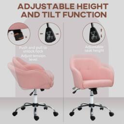 STILVORA Pink Fleece Office Chair with Adjustable Seat Height - thumbnail 6