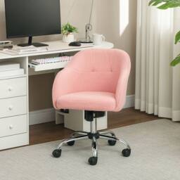 STILVORA Pink Fleece Office Chair with Adjustable Seat Height - thumbnail 2