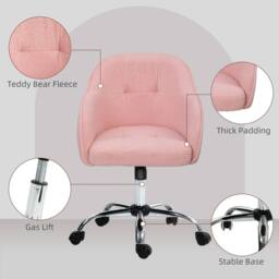 STILVORA Pink Fleece Office Chair with Adjustable Seat Height - thumbnail 8