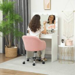 STILVORA Pink Fleece Office Chair with Adjustable Seat Height - thumbnail 9