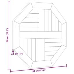 Berkfield Home Table Top 60x60x2.5 cm Octagonal Solid Wood Teak in Brown - thumbnail 7