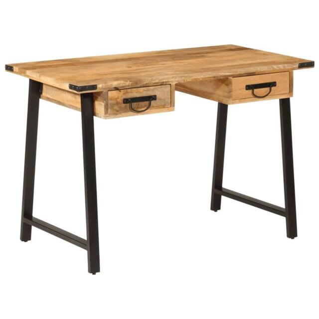 Berkfield Home Desk with Drawers 105x55x70 cm Solid Wood Mango & Iron in Brown - Size: 105 x 55 x 70 cm - image 1