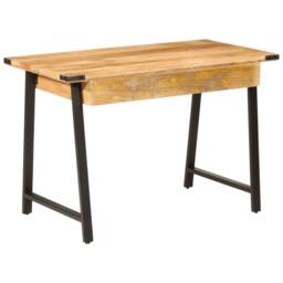 Berkfield Home Desk with Drawers 105x55x70 cm Solid Wood Mango & Iron in Brown - Size: 105 x 55 x 70 cm - thumbnail 4