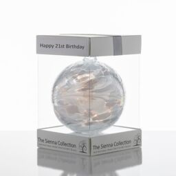 Sienna Glass 10cm Friendship Ball Happy 21st Birthday in White - thumbnail 3