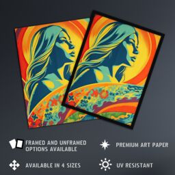 "Artery8 Wall Art Print Surfer Aesthetic Sunset Surfing Floral Surf Board Vibrant Bold Bright Colourful Painting Poster - Size: W24"" x H32""" - thumbnail 2
