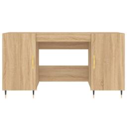 Berkfield Home Elegant Desk Sonoma Oak 140x50x75 cm Engineered Wood in Light Tan - Size: 140 x 50 x 75 cm - thumbnail 6