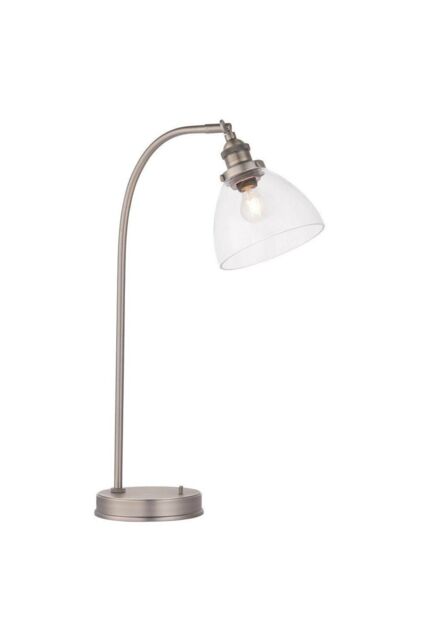 Netlighting Hansen Task Table Lamp Brushed Silver Paint Clear Glass - image 1