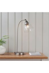 Netlighting Hansen Task Table Lamp Brushed Silver Paint Clear Glass - thumbnail 2