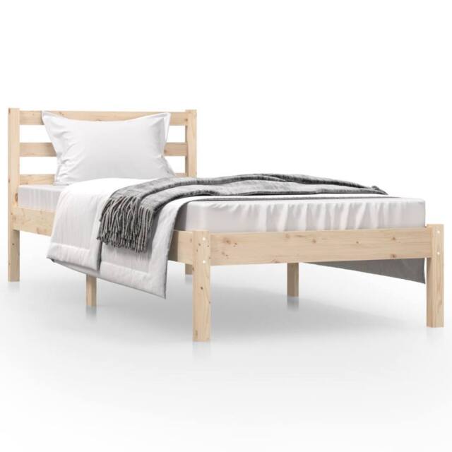 Berkfield Home Bed Frame Solid Wood Pine 75x190 cm Small Single in Brown - image 1