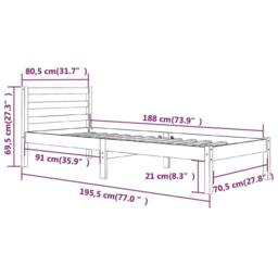 Berkfield Home Bed Frame Solid Wood Pine 75x190 cm Small Single in Brown - thumbnail 8