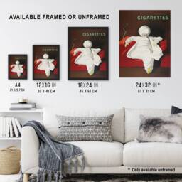 "Artery8 JOB Advert Relaxing Man Vintage Wall Art Print Cappiello in Red - Size: W12"" x H16""" - thumbnail 3