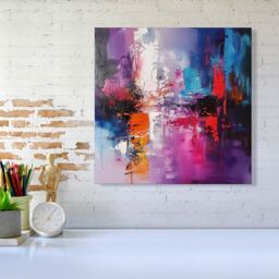 "Warren Reed - Designer Vibrant Metropolis: A Palette Of Emotions Canvas - Size: W16"" x H16""" - thumbnail 1