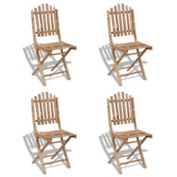 Berkfield Home Foldable Outdoor Chairs Bamboo 4 pcs in Brown
