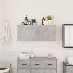 Berkfield Home Decorative Bathroom Wall Cabinet Concrete Grey 100x25x40 cm Engin - Size: 100 x 25 x 40 cm