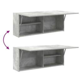 Berkfield Home Decorative Bathroom Wall Cabinet Concrete Grey 100x25x40 cm Engin - Size: 100 x 25 x 40 cm - thumbnail 8