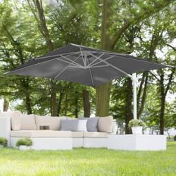Wyld and Coco 235cm Cantilever Parasol - Grey Canopy White Steel Pole