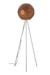 Orsina Metallic Silver Finish Floor Lamp, Gold Inner Shade With Geometric Steel Design, Tripod Standing Lamp in Brown - thumbnail 1