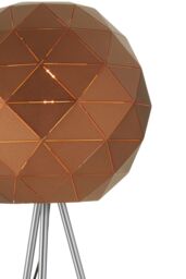Orsina Metallic Silver Finish Floor Lamp, Gold Inner Shade With Geometric Steel Design, Tripod Standing Lamp in Brown - thumbnail 4
