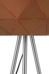 Orsina Metallic Silver Finish Floor Lamp, Gold Inner Shade With Geometric Steel Design, Tripod Standing Lamp in Brown - thumbnail 3