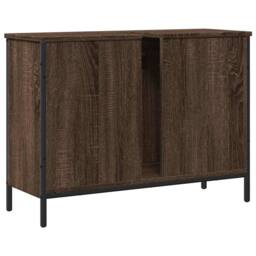 Berkfield Home Sturdy Bathroom Sink Cabinet Brown Oak 80x30x60 cm Engineered Wood - Size: 80 x 30 x 60 cm - thumbnail 8