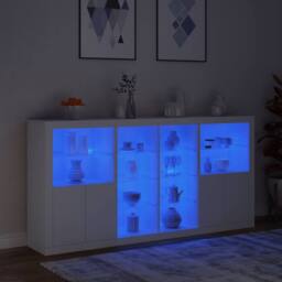 Berkfield Home Sideboard with LED Lights White 202x37x100 cm - Size: 202 x 37 x 100 cm - thumbnail 5