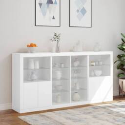 Berkfield Home Sideboard with LED Lights White 202x37x100 cm - Size: 202 x 37 x 100 cm - thumbnail 4