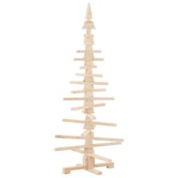 Berkfield Home Wooden Christmas Tree for Decoration 150 cm Solid Wood Pine in Light Tan - thumbnail 1
