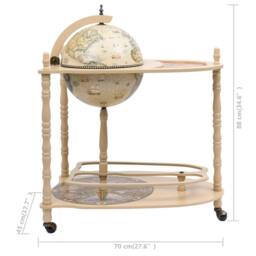 Berkfield Home Freestanding Globe Bar Wind Stand Eucalyptus Wood Green in Light Beige - thumbnail 8