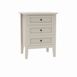 Pair Of 3 Drawer Bedside Table - Rowley Pale Cream Range
