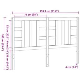Berkfield Home Beautiful Bed Headboard Black 146x4x100 cm Solid Wood Pine - Size: 146 x 4 x 100 cm - thumbnail 9