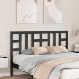 Berkfield Home Beautiful Bed Headboard Black 146x4x100 cm Solid Wood Pine - Size: 146 x 4 x 100 cm - thumbnail 2