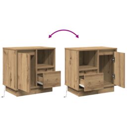 Berkfield Home Bedside Cabinet with LED Artisan Oak 50x34, 5x50 cm in Brown - thumbnail 9