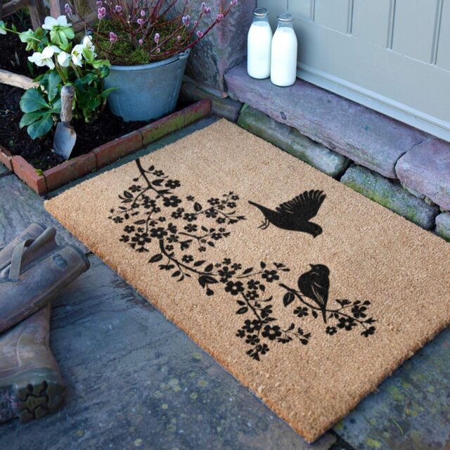 Artsy Mats Birds On A Tree Doormat (90 x 60cm) in Brown - Size: 90 cm x 60 cm - image 1
