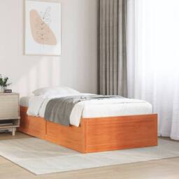 Berkfield Home Bed Frame without Mattress Wax Brown 90x200 cm Solid Wood Pine - thumbnail 2