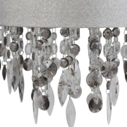 First Choice Lighting Large 40cm Easy Fit Shade in Grey with Acrylic Droplets in Silver - thumbnail 6