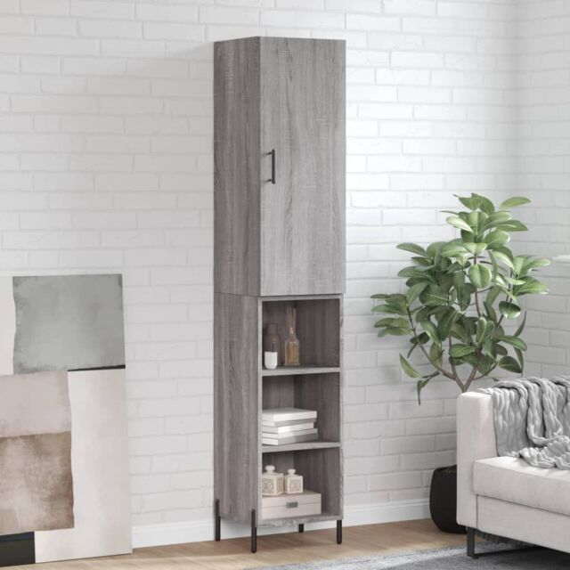 Berkfield Home Highboard Grey Sonoma 34.5x34x180 cm Engineered Wood - image 1