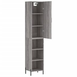 Berkfield Home Highboard Grey Sonoma 34.5x34x180 cm Engineered Wood - thumbnail 4