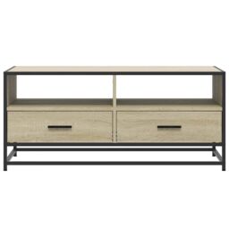 Berkfield Home Coffee Table Sonoma Oak 100x50x45 cm Engineered Wood & Metal in Brown - Size: 100 x 50 x 45 cm - thumbnail 5