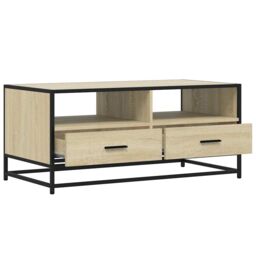 Berkfield Home Coffee Table Sonoma Oak 100x50x45 cm Engineered Wood & Metal in Brown - Size: 100 x 50 x 45 cm - thumbnail 8