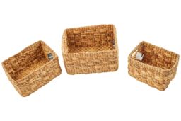 Orsina Set of 3 Water Hyacinth Natural Storage Baskets, Natural Woven Storage Baskets for Home Usage in Brown - thumbnail 3
