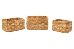 Orsina Set of 3 Water Hyacinth Natural Storage Baskets, Natural Woven Storage Baskets for Home Usage in Brown