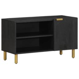 Berkfield Home TV Cabinet Black 80x33x46 cm Engineered Wood - Size: 80 x 33 x 46 cm - thumbnail 2